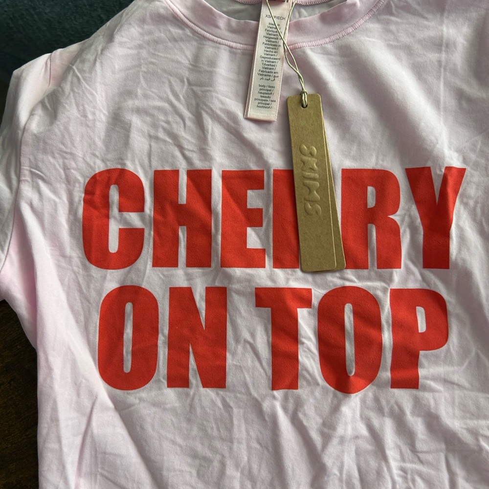 Skims Cherry On Top Pink Graphic Tee - Picture 5 of 5